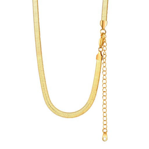 [ChainsPro]ステンレスネックレスレディースゴールドチョーカー長さ32cm+9cmアジャスター幅5mmアクセサ..