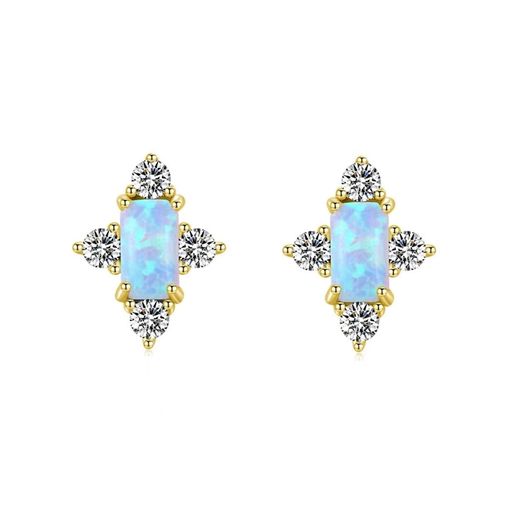 BellitiaJewelryオパール&ジルコニアスタッドピアスCZダイヤブランド純銀ピアスシルバー925レディース..