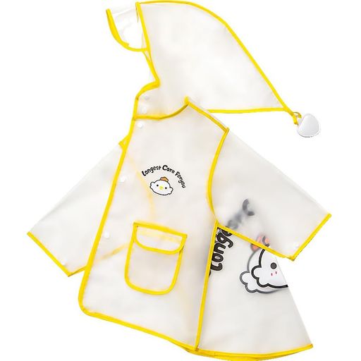 [HAPLUE]キッズ透明レインコート子供レイングッズ男の子女の子幼稚園カートゥーン厚い雨具日本入園児対応収納バッグ付きボタン式簡単着脱防水軽量(140cmXXXLイエロー)