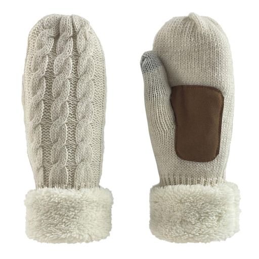 [Euyqs]あったかレディースニットミトン手袋厚手保温防寒(#2ホワイト)(4)