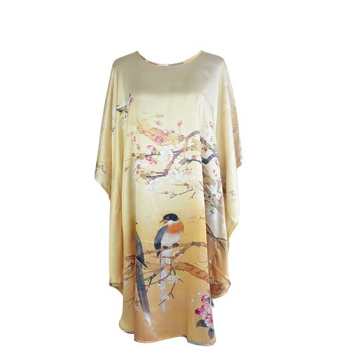 Rakuten - [CISULI]100%シルクサテンパジャマローブ花柄クールで快適ワンサイズ(23)