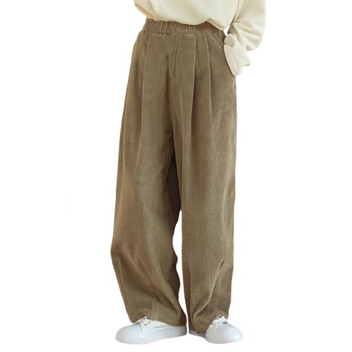 [xppe]レディーススラックスロングパンツストレートコーデュロイハイウエストワイドパンツ美脚無地着痩せ体型カバー脚長効果オシャレ大人日常キレイめカジュアルディリー柔らかい着心…