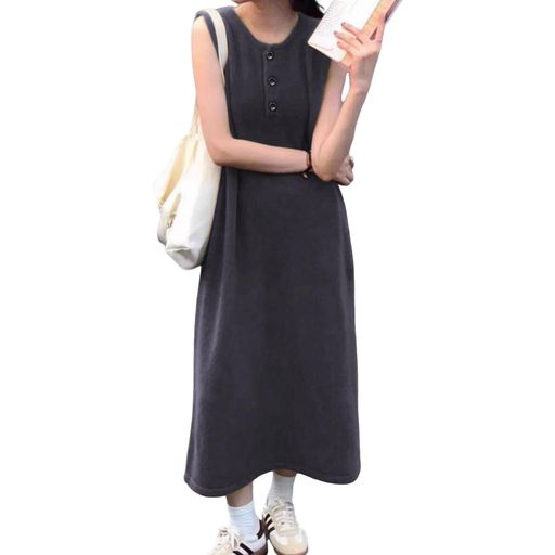 [MlleeSSeeldyTRC]ニットワンピースレディースノースリーブワンピースロング丈ゆったり大きいサイズお..