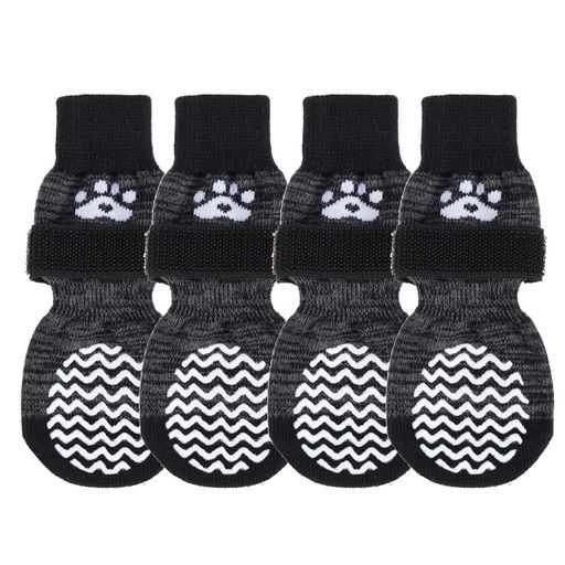 PUPTECK犬靴下滑り止め4個セットペット用靴下足カバーマジックテープ付き脱げない傷足舐め防止肉球保護柔らかい通気性防寒転倒防止防滑ソックス散歩室内用アウトドア人気可愛いおしゃ…