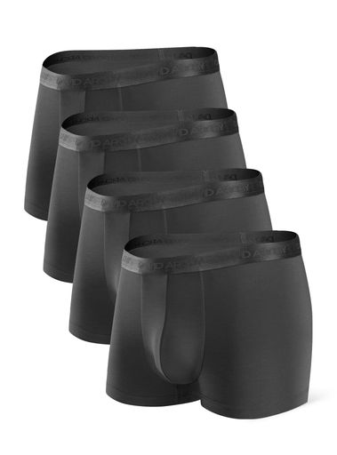 [DAVIDARCHY]ボクサーパンツメンズ下着ローライズ前閉じ立体成型モーダル柔らかい抗菌防臭シームレスパンツ4枚セットDANK20TブラックM