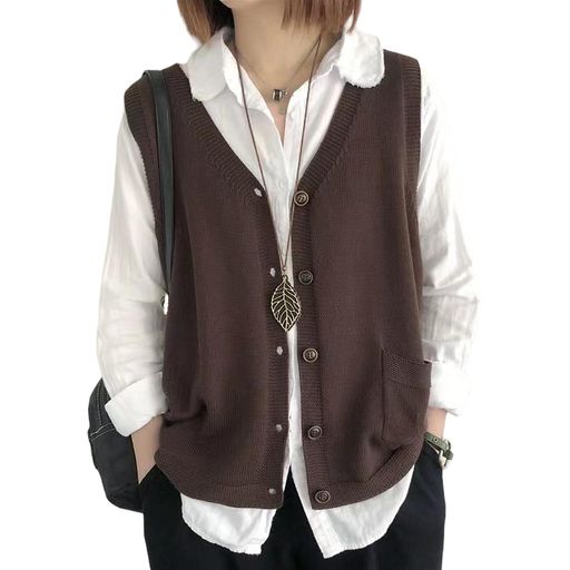 [LrisIuzaEch]ニットカーディガンレディースクトップス春秋冬vネック長袖無地カジュアルトップス前開きおしゃれボタン重ね着シンプル柔らかい大きいサイズ羽織ゆったりきれいめ体型カバ…