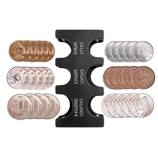 DEVENTERZ携帯用コインホルダーコイン収納硬貨ケース小銭入れ分類可能軽量コンパクト片手操作振っても落ちない最大2830円収納(ブラック)