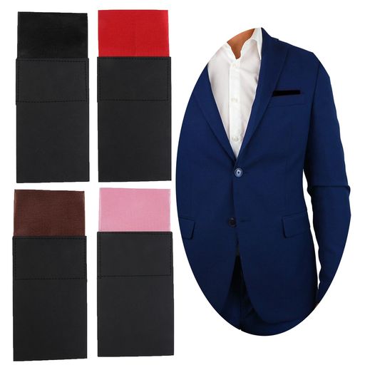 [NiceYnn]4枚セットメンズ用プリフォールドポケットスクエア(カード付き)平らなポリエステル製防汚長方形スーツハンカチジャケットや結婚式、フォーマルなタキシードに最適調整可能なカ…