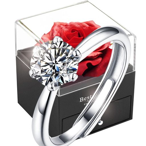 1ctモアッサナイトリング指輪レディースソープフラワーリングシルバー925純銀製人気造花ジュエリー純銀..