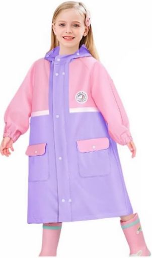 [InSomila]レインコート女の子男の子レインウェアキッズバイザー付きランドセル対応子供防水カッパ通学通園雨具収納バッグ付き(2XLパープル)