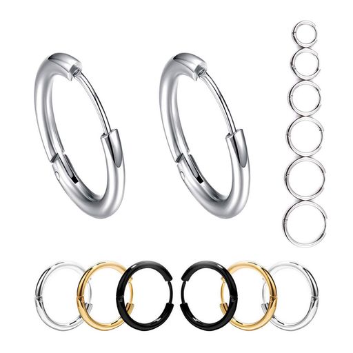 YOLOOフープピアスメンズシンプルラウンドピアス金属アレルギー対応サージカルステンレスシルバーゴールドブラック3色10MM12MM14MM16MM18MM20MM6種類人気男女兼用アクセサリーYL-49(シルバー12)