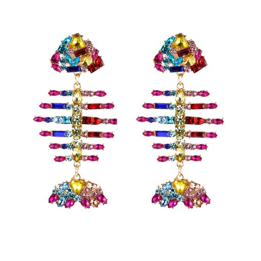 Merdiaピアスレディース魚型キャッチ式ピアス女性ジュエリー魚骨モチーフ結婚式宴会パーティーレトロ風