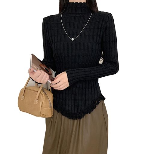 [OGCPWYQZ]レディースセータートップスニットタートルネック長袖切り替え細見え大人リラクシーファッション着痩せ柔らかいあたたかいお..