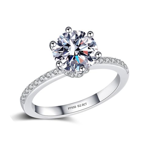 [sjmygudgo]純銀指輪5層白金メッキ婚約指輪円形素晴らしい8mm2CT模擬ダイヤモンド女性の結婚指輪愛の声..