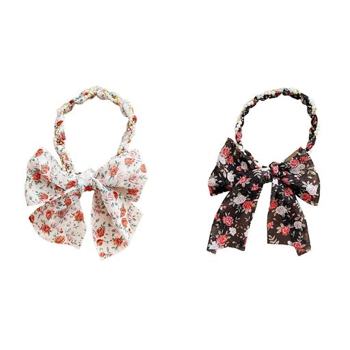 COOLLOODA パール 花 カチューシャ 2 本セット おしゃれ 小顔 花デザイン リボン付き 子供大人兼用 ヘアアクセサリー 普段使い パーティー 卒業式/入学式 発表会 写真撮影