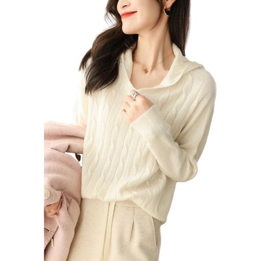 [MaadeaNoeTe]セーターニットレディースフード付きカットソートップスVネック長袖無地暖かいゆったりおしゃれやさしい着痩せ大人スタイル通勤普段着春秋冬