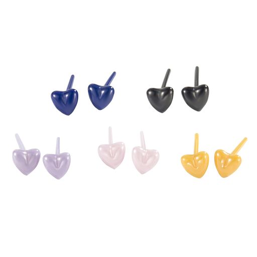 QINGANRAN5ペアセラミックハートピアスセット金属アレルギー対応ピアス非金属メンズレディースジュエリ..