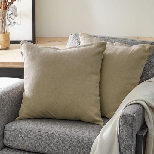 Topfinelクッションカバーリネンっぽい60X60CM北欧おしゃれ綿麻無地ソファ背当て装飾枕カバー座布団カバーコーヒー2枚(全19色)