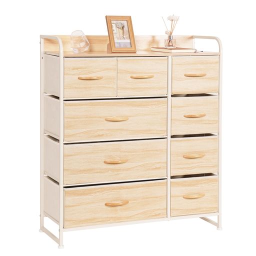 LYNCOHOME収納チェストタンス布製引き出しナチュラル衣類収納マルチ収納転倒防止低ホルム4段9杯【幅87.5x奥行29x高さ99.5cm】