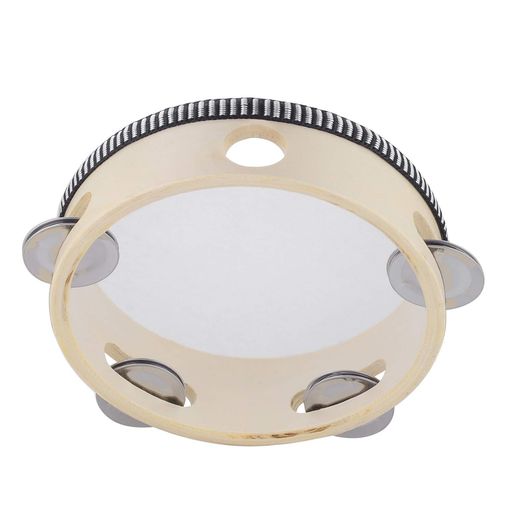 Musfunnyタンバリン楽器15Cm木製:Tambourine初心者用金属製シンバル付き子供知育リズム遊びリトミック-タンバリンバレエ発表会お遊戯会パーティー演奏用打楽器