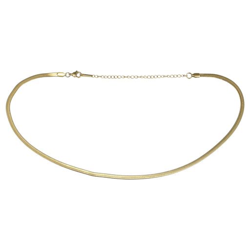 [VOCOSTE]女性用ネックレス金色14Kメッキフラットスネークチェーン女性用チョーカーネックレス42cm長さ..