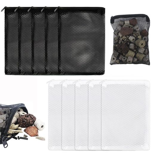 フィルターバッグ水槽ジッパー付きメッシュ袋魚槽フィルターネット濾過ネット再利用可能使いやすい多用..