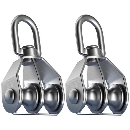 シュウ氏テクM32ステンレス二重プーリー貨物輸送SUS304滑車ローププーリークライミングスイベル式耐久..