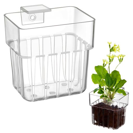 yowodana2個水槽プラントホルダーアクアポニックス水生植物カップ水耕栽培容器【耐久性PP製】水族館の植物ホルダーアクアリウムプラントホルダー水循環促進ノブ固定式(3-19mmガラス対応)…