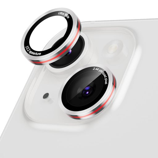 PodickレンズカバーiPhone14/14Plus/15/15Plus用カメラカバーかっこいい高透過率9H強化ガラスアルミ合金耐衝撃いPhone14/14Plus/15/15Plusカメラ保護薄型キズ防止露出オーバー防止(2)