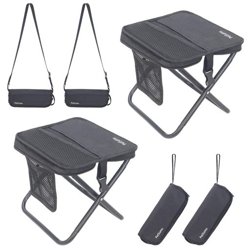 PetSumu折りたたみ椅子アウトドアチェア超軽量コンパクトチェア調節可能なショルダー付き折り畳み椅子持ち運び便利収納袋一体型携帯チェアキャンプ椅子万博用お花見お釣りハイキング…