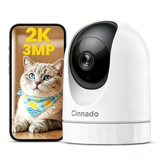 Cinnado【見守り2026モデル】D1ペットカメラ 300万画素2K ベビー/犬/猫モニター 室内用ネットワークカメラ iPhone対応