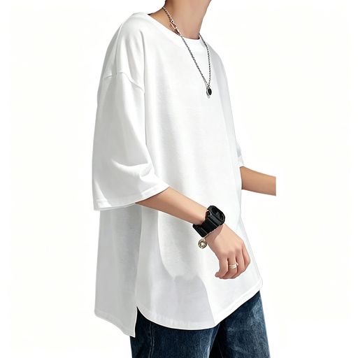 Other - [Culeevp]夏服メンズtシャツ半袖大きいサイズ無地7分袖ラウンドカット柔らかい白XL