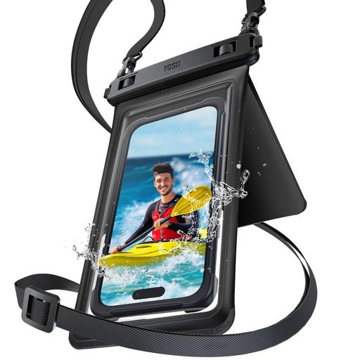 【ダブルポケット:3D立体構造】YOSH2枚スマホ防水ケース小物収納大容量収納ダブルフック斜めかけ防水ケースIPX8対応海プール風呂シュノーケリングスイミング釣り雨潜水水泳雪温泉適用タ…