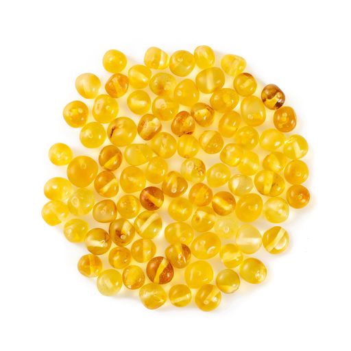 バルト海産琥珀のドリル穴付きルースビーズ-10Grams-6-8mm-PolishedLemon
