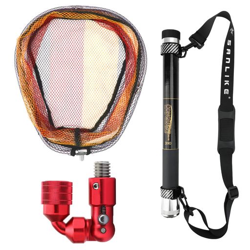 SANLIKEたも網玉の柄タモジョイント3点セット軽量小継伸縮タモの柄グラス繊維小継玉の柄玉網タモ網携帯..
