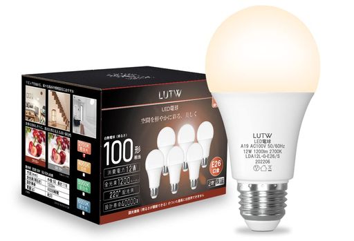 Rakuten - LUTWLED電球E26口金電球色9W900lm60W相当2700K220°広配光高演色密閉形器具対応調光不可6個入LDA9L-G-E26/S