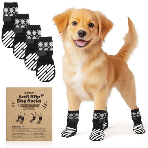 LOOBANI犬靴下滑り止め犬滑り止め靴下脱げにくい老犬の介護犬用傷舐め防止マジックテープ付き柔らかい..