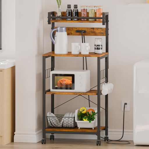 LunarLightキッチンベイカーラック幅57x奥行39.2x高さ133cmキッチンラックレンジラックオープンラック..