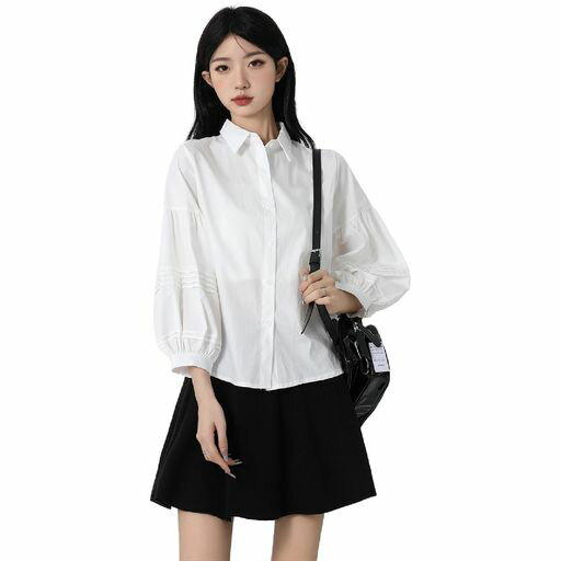 [ISHIHARA LIACCEAI] シャツ ブラウス レディース 長袖 パフスリーブ ポワン袖 ボ...