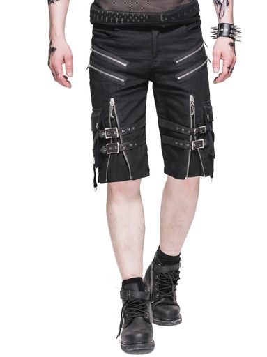 PunkGothic夏のメンズカジュアルショートパンツPengklaチェーンショーツメンズロックルーズクロップドパンツストレートパンツ(XXXL)