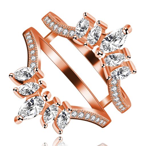 [Uloveido]レディースマーキスカットAAAホワイトキュービックジルコニアダブルウェディングバンドリン..