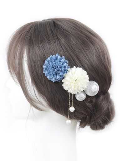 [NANA手作り]髪飾り ピンポンマム 和玉 かわいい 成人式 七五三 花火大会 浴衣 卒...