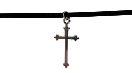首周りの長さ:約30CM〜35CM スエード(合成) チョーカー ゴシック クロス ペンダント ペンダント約2CM