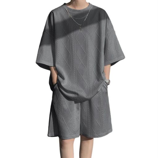 [Aaronlive]上下セットメンズ半袖Tシャツ夏服ショットパンツセットアップジャージ大きいサイズカジュアル吸汗速乾2点セットゆったりおしゃれ薄手快適涼しい部屋着メンズdarkgray2XL