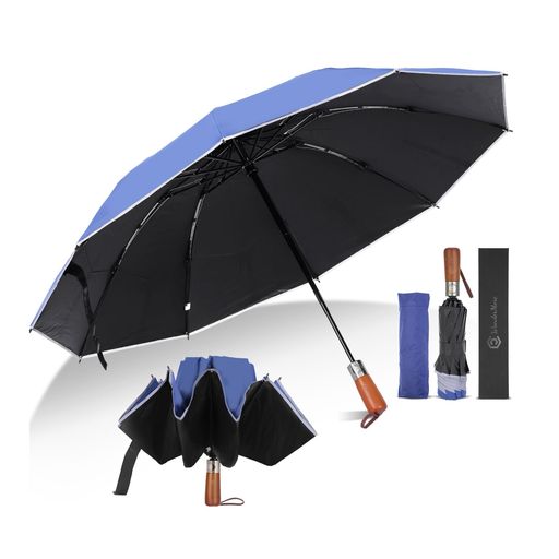 [WanderMore]折りたたみ日傘メンズ大きいサイズおりたたみ傘逆折り式晴雨兼用折り畳み傘10本骨風に強いuvカット100完全遮光遮熱ワンタッチ自動開閉紫外線遮断梅雨対策強風対応木製ハンド…