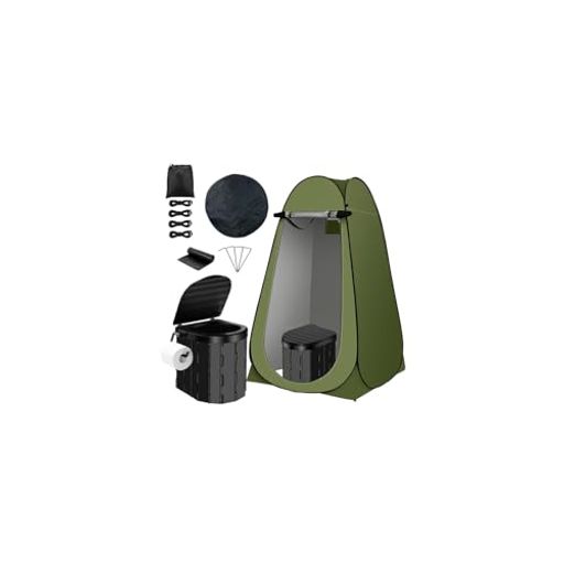 MFDXWCV簡易トイレセット防災トイレ仮設トイレ簡易トイレテントトイレテント災害用非常用緊急トイレポータブルトイレ登山渋滞旅行建設現場持ち運び組立簡単(グリーン)