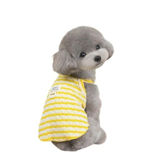 GIIPET犬服夏ひんやり無袖クールベスト小型犬用接触冷感通気吸水速乾毛がつきにくい背中リード穴付き散歩おしゃれ犬用ウェア涼感タンクトップ(イエローXS(0.5-1.5kg))