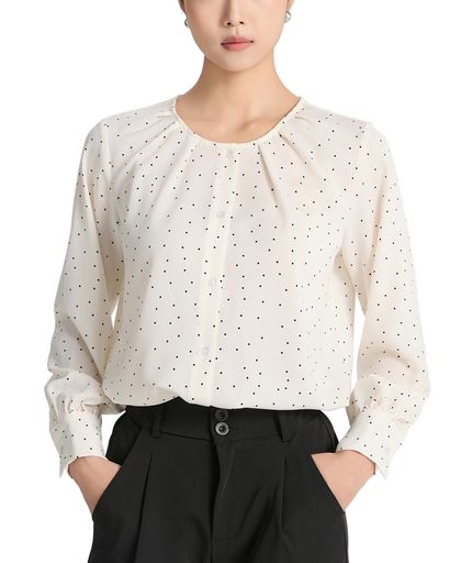 [SPRING SEAON] ブラウス レディース 長袖 シフォン ドット柄