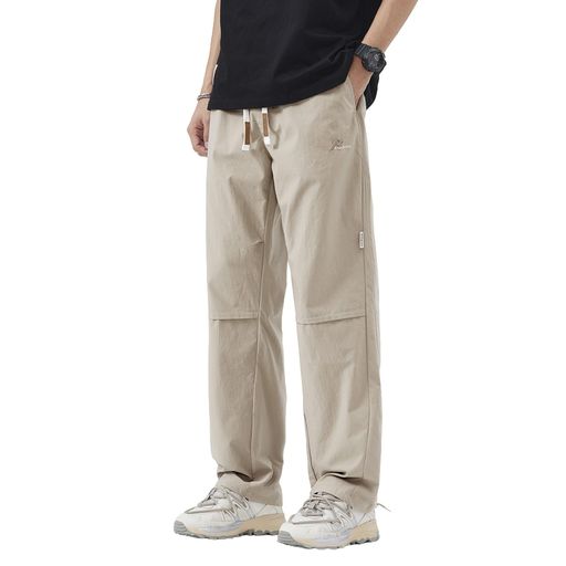 [YUSHOW]ズボンメンズ秋服チノパンスラックス薄手夏ワイドパンツゆったりイージーパンツカジュアルぱんつボトムス軽量速乾ロング丈ラウンジパンツ大きいサイズXLベージュ