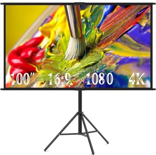 NODIBROプロジェクタースクリーン自立式4K対応軽量携帯型高さ調節可能100インチ組み立てが簡単ポータブ..